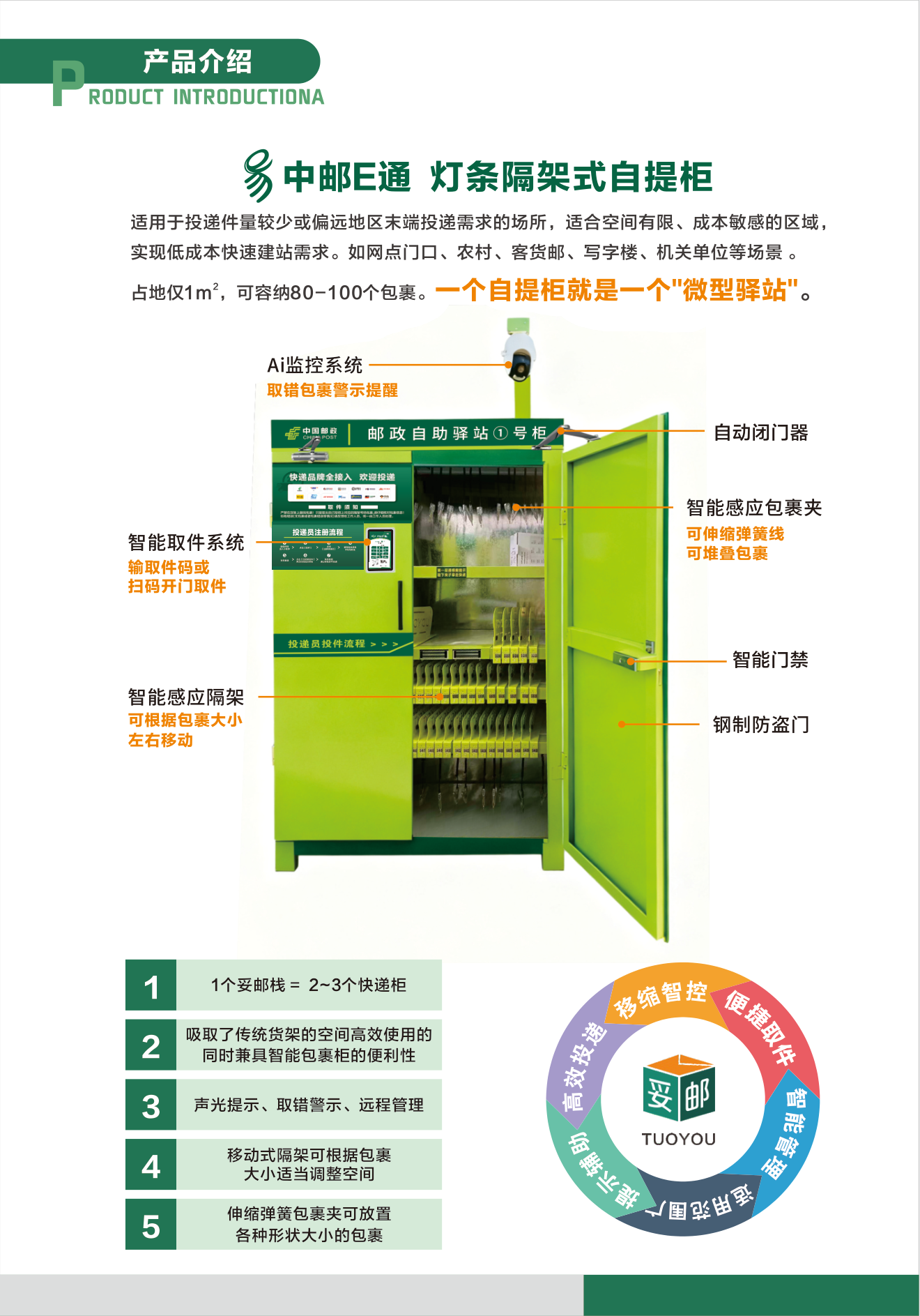 中邮E通灯条隔架式自提柜